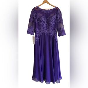 NWT JJ’s House A-line Scoop Knee-Length Chiffon Lace Cocktail Dress With Sequins